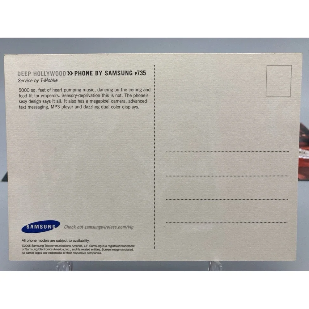 Vintage 2005 flip cell phone advertising postcards Samsung club scenes Marquee